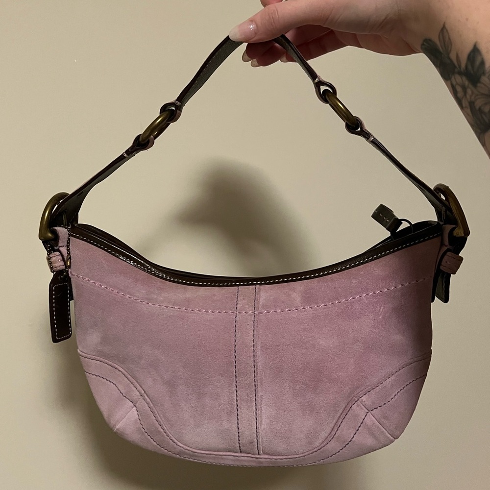 Coach Lavender Pink Suede Hobo Shoulder Bag 9658